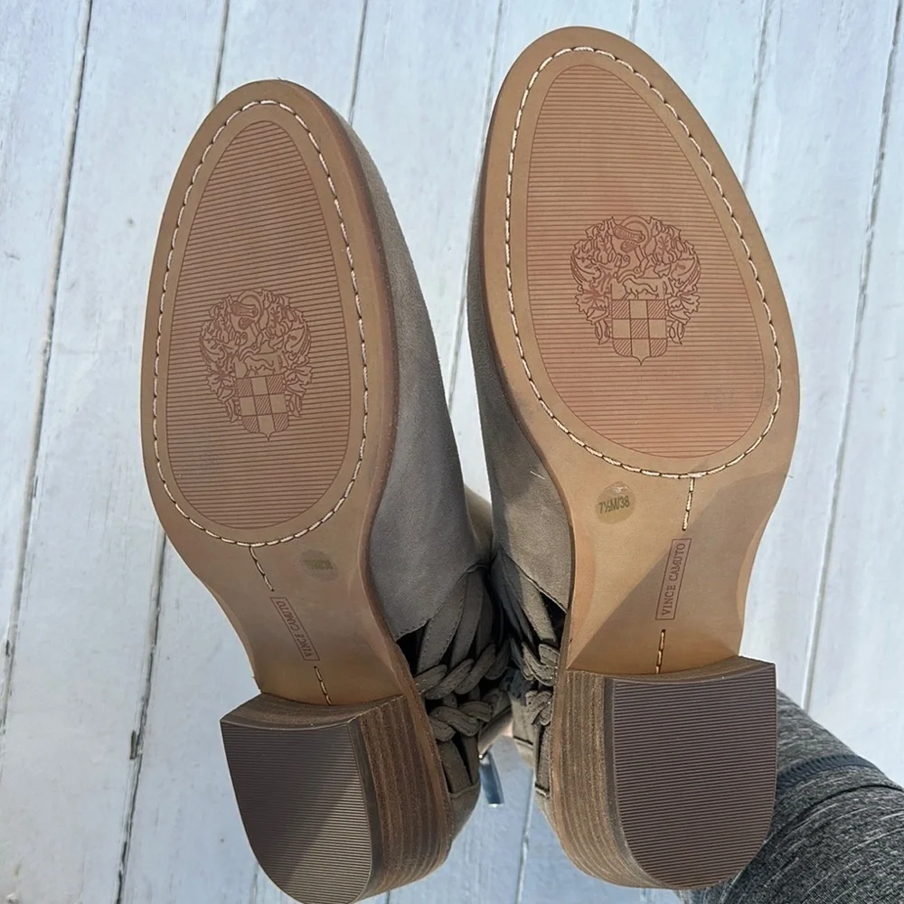 Vince Camuto Women's Prestetta Suede Cut-Out Ankle Bootie Gray Size 7.5